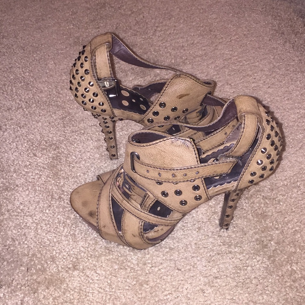 Studded brown heels